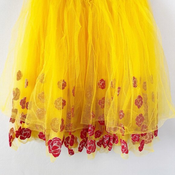 Disney Tutu Couture Girls Dress Yellow Belle Beauty & The Beast Sequins Tulle 6X - Picture 3 of 10